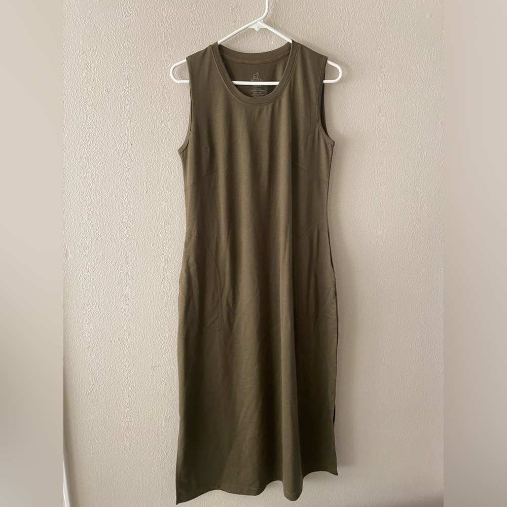 Woolx Cassie dress Women’s Olive Green Sleeveless midi dress